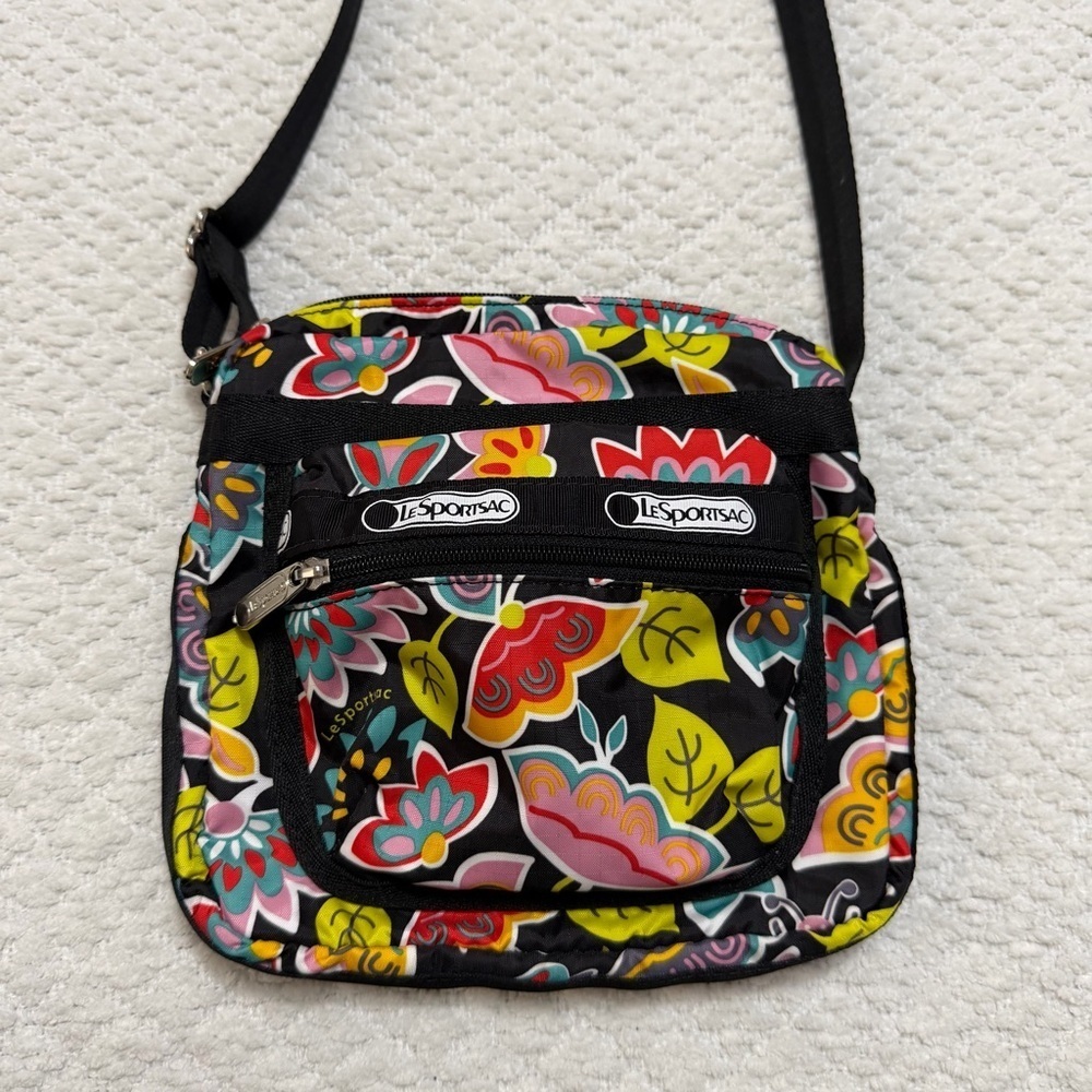 Rare Le Sport Sac Floral Crossbody Bag Purse